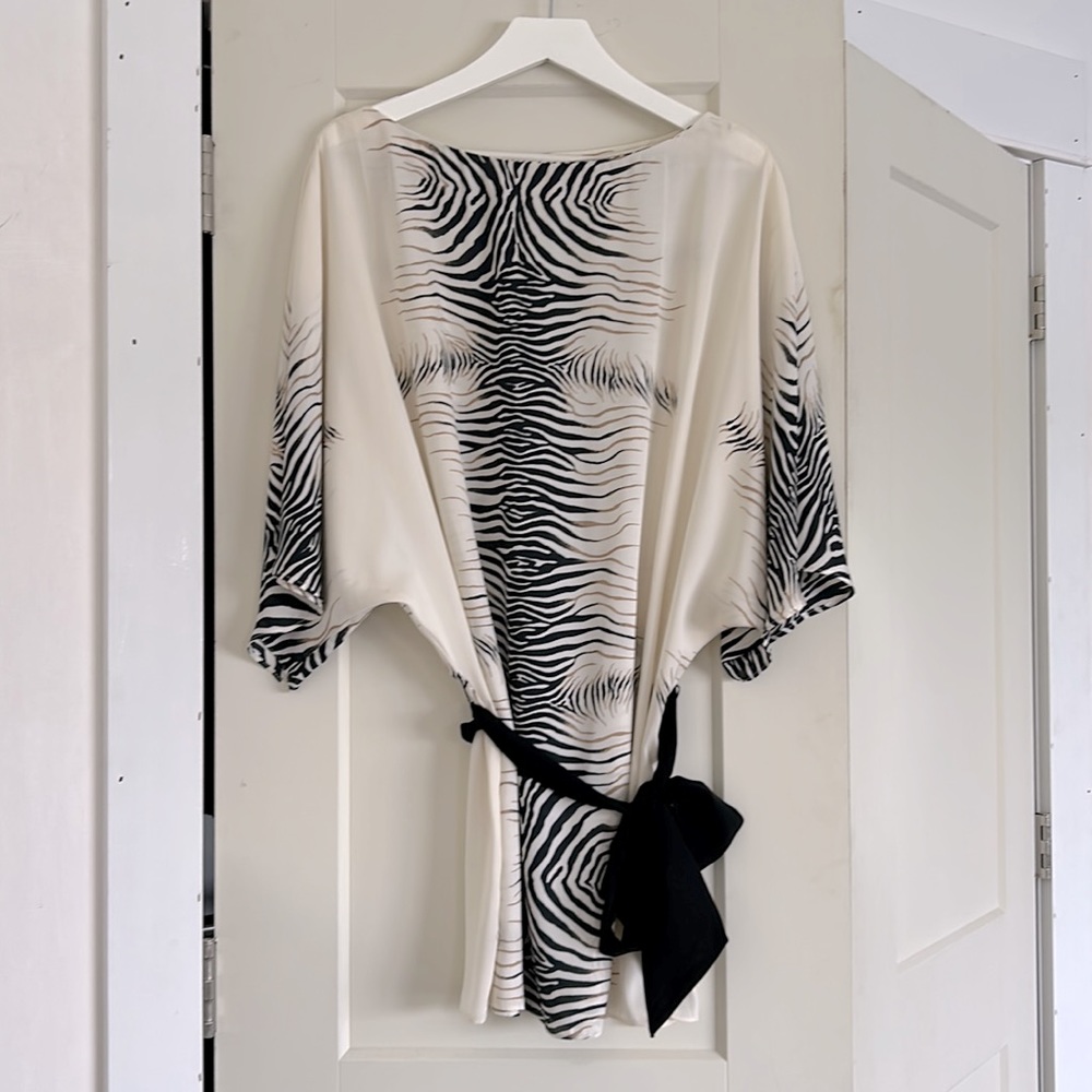 Zara animal print zebra dress with tie belt waist. size small. ECU